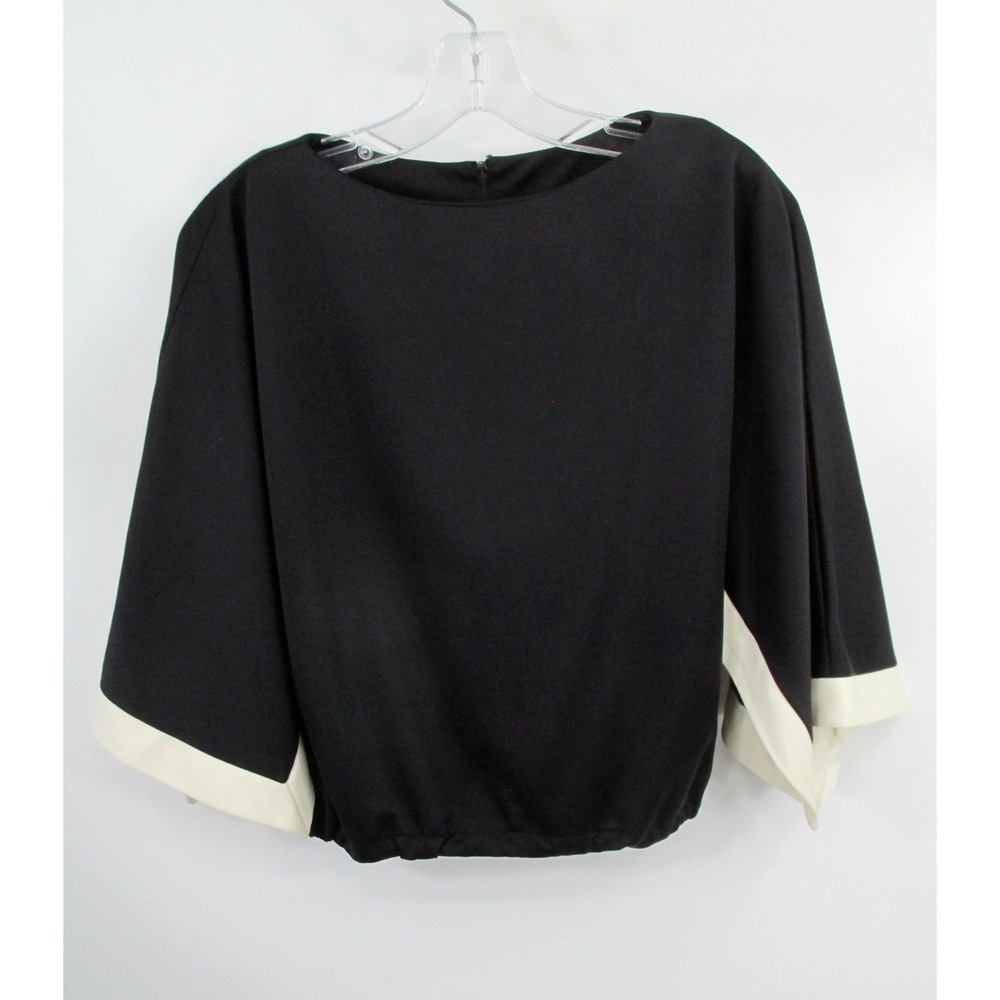 WILLI OF CALIFORNIA Vintage 70s 80s Black White Colorblock Kimono Sleeve Top 10